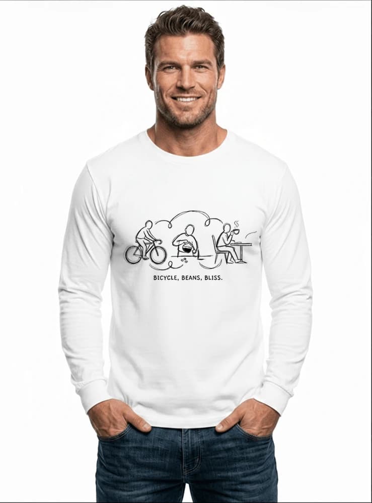 fahrrad kaffee t shirt bicycle beans bliss minimalist bike design fahrrad t shirt unisex shirt langarmshirt white